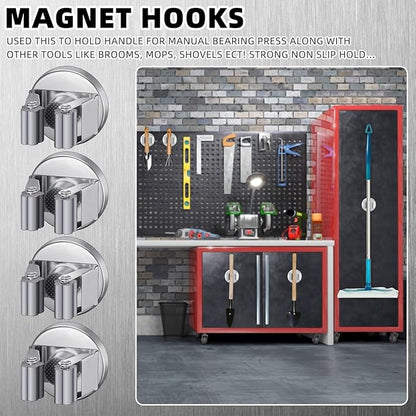 Vercraft 4 Pcs Magnetic Mop Broom Holder Movable Magnetic Broom Holder Rack, Anti Slip Wall Mounted Utility for Cleaning Tools, Garage, Kitchen, Laundry, Garden (Silver)
