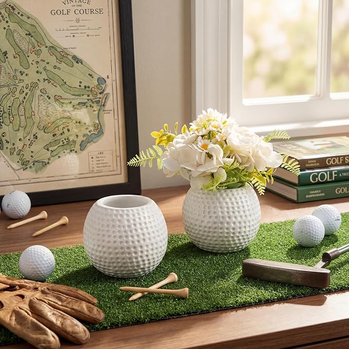6 Pcs Golf Vase for Table Centerpieces 4 Inch Resin Pots Spring Planters Flower Pot Containers White Flower Containers Decorative Planter for Spring Golf Sport Birthday Events Party Decor