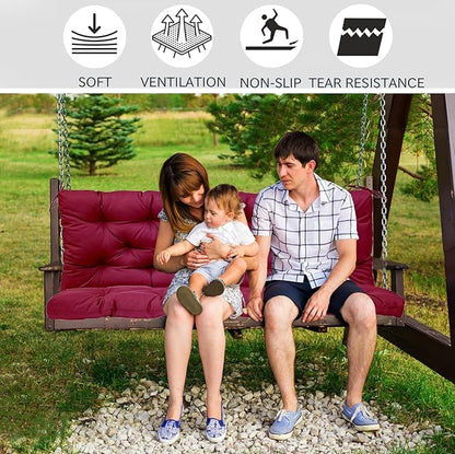 Replacement Cushions for Swing, Swing Cushions 3 Seater Replacement, Waterproof Thicken Washable Pad Cushion for Outdoor Indoor Furniture Swing Patio (Burgundy, 40x71 inch)