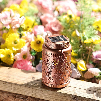 Cooo 2 Pack Solar Lanterns Outdoor Waterproof - Hummingbird Rose Gold Solar Pathway Lights Landscape Path Lights Christmas Lights Gifts for Women Mom Grandma for Garden Yard Patio Backyard Decor