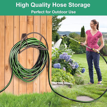 TomCare Garden Hose Holder Heavy Duty Water Hose Holder Wall Mount Holds 150 FT Hoses Hose Hanger Decorative Durable Garden Hose Storage Hose Reel Hose Stand Hose Holders for Outside Yard, Bronze