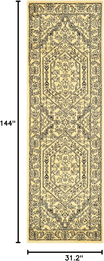 SAFAVIEH Adirondack Collection Runner Rug - 2'6" x 12', Gold & Black, Oriental Medallion Design, Non-Shedding & Easy Care, Ideal for High Traffic Areas in Living Room, Bedroom (ADR108H)