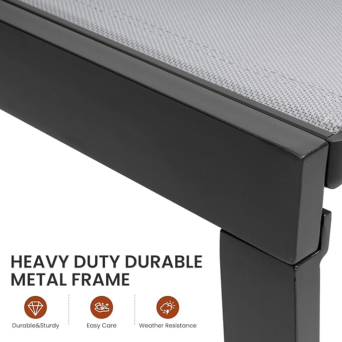 Crestlive Products Chaise Lounge Chair Outdoor Set of 2, Adjustable 5 Positions Pool Lounge Chairs, Metal Tanning Recliner, Outdoor Furniture All Weather for Patio, Beach, Yard, Pool