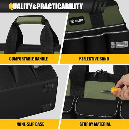 UUP Heavy Duty Tool Bag 20-Inch, Extra Large 16-Pocket Portable Empty Tool Box Organizer Storage, Toolbox Organization, Soft Handle Carrying Toolbag with Zipper, Father Dad Men Mechanic Birthday Gift