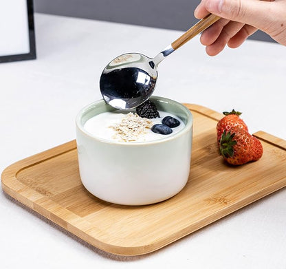 Ramekin Set, UNICASA 8 oz Creme Brulee Ramekins, Oven Safe Baking Set for Custard, Pudding, Souffle Cups, Reactive Gray (Light Green, 8oz x 6pc)