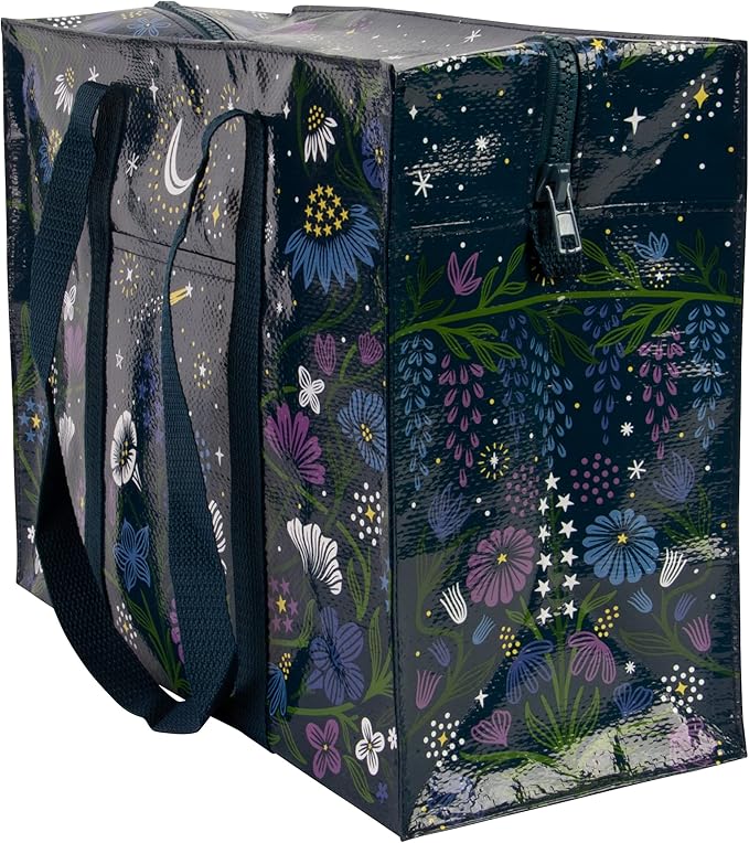 Blue Q Reusable Shoulder Tote Bag – Carry Everywhere Bag with a Hefty Zipper, Durable, Fun Design, 95% Recycled Material