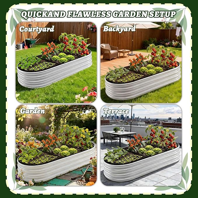 Thick 47x24x12 Inch Oval Fabric Raised Garden Bed Liner, Extra Strong Planter Liner for Wooden Metal Frames, Heavy Duty Aeration Cloth Grow Bag for Vegetables, Outdoor Patio Use