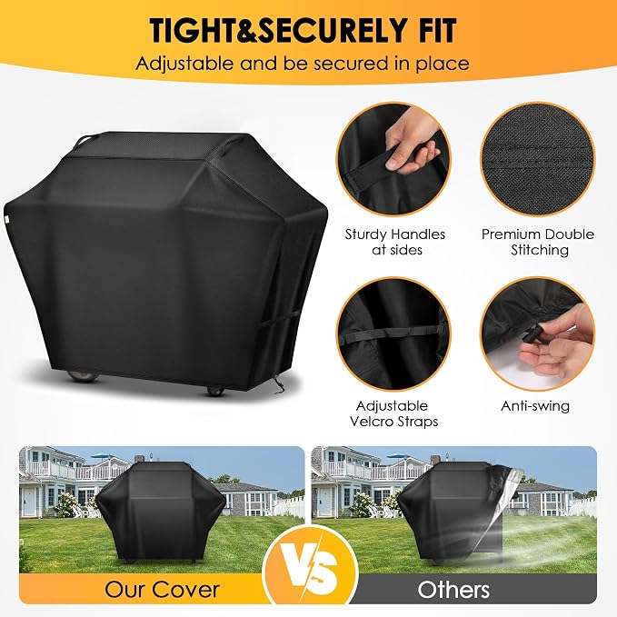 Grill Cover 48 Inch for Outdoor Grill,Grill Cover for Outdoor Waterproof Weather Resistant,UV & Fade Resistant, Compatible with Weber Nexgrill Charbroil Kenmore Gas BBQ, Black