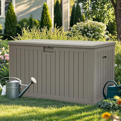 YITAHOME 220 Gallon Double-Wall Deck Box with Divider & Side Handles, Outdoor Large Storage for Patio Furniture Cushions, Garden Pool Accessories, Water Resistant & Lockable