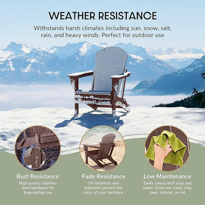 WestinTrends Malibu 4-Piece Set Outdoor Folding Poly Adirondack Chair, Dark Brown