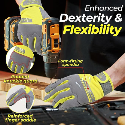 HANDLANDY Work Gloves for Men & Women, Utility Mechanic Working Gloves Touch Screen, Flexible Gardening Gloves for Yard