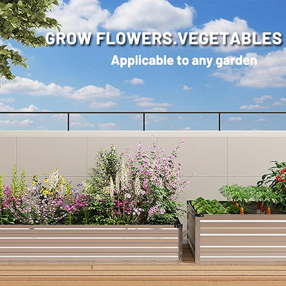 MGNO 2pcs 8x4x1FT Galvanized Raised Garden Bed-Outdoor Planter Box for Vegetables-Metal Garden Bed,Rectangle Planting Box for Herb,Flower