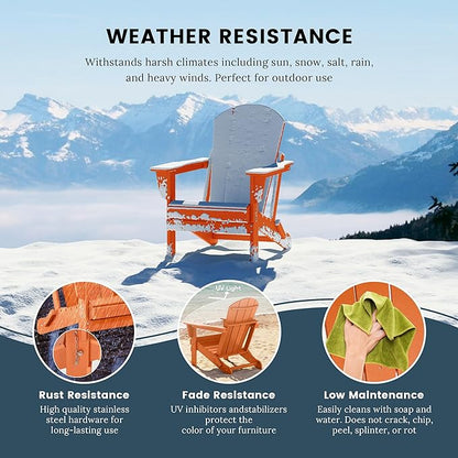 Westin Outdoors Laguna WO Home Furniture Adirondack Chair 4 PC Set Classic Outdoor Patio Folding Chair for Bon Fire Pit Lawn Backyard Beach Plastic Weather-Resistant (Orange)