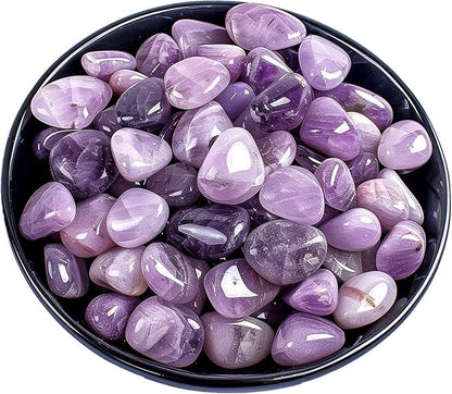 Polished Lepidolite Crystal Chips Set, 0.4", 128 Pcs - Handpicked Tumbled Stones and Crystals Bulk for Healing, Reiki, Meditation, Witchcraft and Home Decor