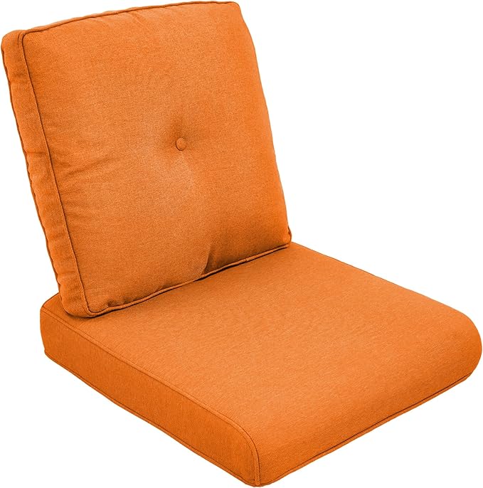 Outdoor Chair Cushions - 22" x 25" x 4" Patio Furniture Cushions with Water Resistant & Removable Cover, 28D High Density Sponge Patio Cushion for Outdoor Furniture Couch Rocker Chair, Orange