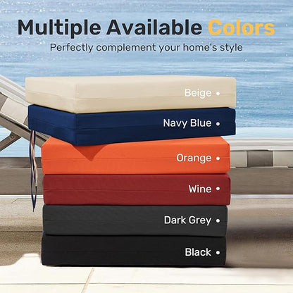 UNIKOME Outdoor Chair Cushions Pack of 4, Water Resistant Patio Cushions with Ties, High Density Sponge Filling Square Corner Seat Cushions for Outdoor Furniture, 18.5"*16"*3", Orange