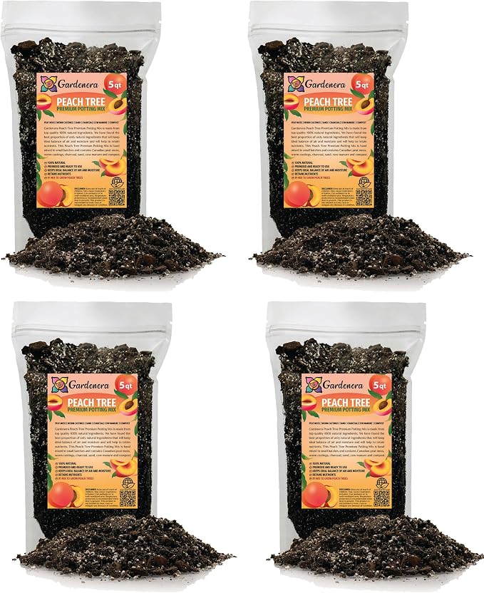 Gardenera Premium Peach Potting Soil Mix - Optimal Nutrient-Rich Blend for Thriving and Juicy Peaches - 20 Quart