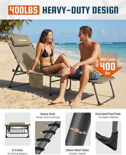 KingCamp Lounge Chair Outdoor,400LBS Tanning Chairs for Outside,Adjustable 5-Position Patio Lounge Chair Sunbathing Chase Lounge Chair Outdoor for Outside Beach Patio Sun Bathing Pool Backyard