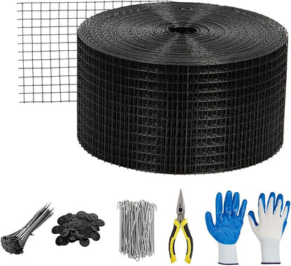 6in x 120ft Solar Panel Bird Guard & Critter Guard Mesh Kit, PVC Coated Wire Mesh Bird Wire with 100 Clips, 100 Cable Ties, Gloves, Pliers, DIY Bird Netting Solar Panel Bird Mesh Barrier