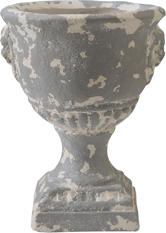 SOFE 12 Inches Tall Shabby Chic Urn Planters for Outdoor Plants, Vintage Resin Planter Pot, Flower Pot Rustic Outdoor Vases for Porch, Farmhouse Pedestal Planters