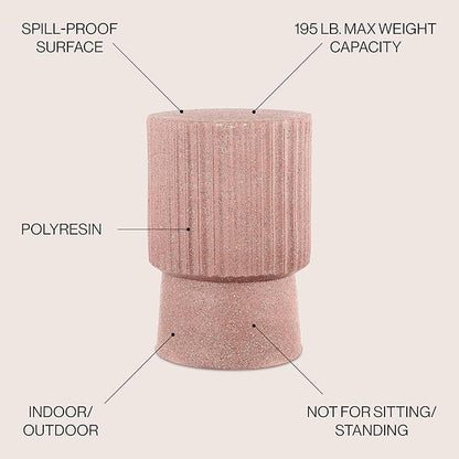 JONATHAN Y TBL1102C Louisa 19" Modern Art Deco Tambour Indoor/Outdoor Accent Table Art Deco, Minimalist, Contemporary, Bohemian, Mid-Century, Patio, Garden, Bathroom, Living Room, Pink Terrazzo Finish