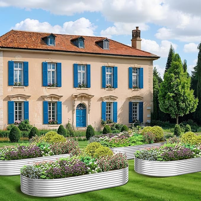BTDVR 3 PCS 6×3ft Galvanized Raised Garden Bed Outdoor, Metal Raised Beds for Vegetables, Above Ground Garden Box for Flower, Steel Garden Bed for Gardening