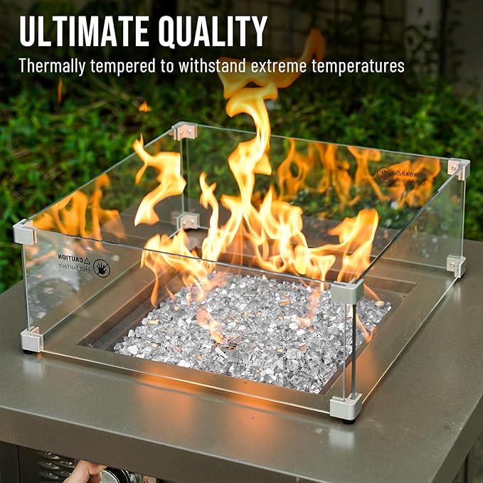 Skyflame 10-Pound Fire Glass for Fireplace Fire Pit and Landscaping, Platinum Reflective, 1/4-Inch
