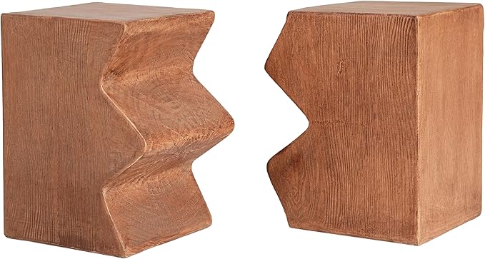 Christopher Knight Home Loire MGO Outdoor Side Table Set of 2, Concrete Indoor/Outdoor Nesting Coffee Table, Multi-Purpose Patio End Table, No Assembly, Faux Wood Natural Color