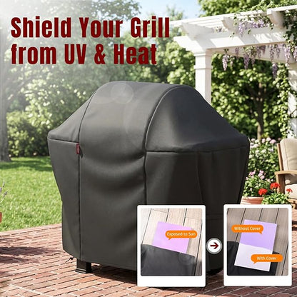 SHINESTAR 52 Inch Grill Cover for 49-52" Most 3-4 Burner Gas Grills, Heavy Duty Oxford Fabric BBQ Cover Waterproof UV Protection, Windproof with Magic Tape & Drawstring Bottom