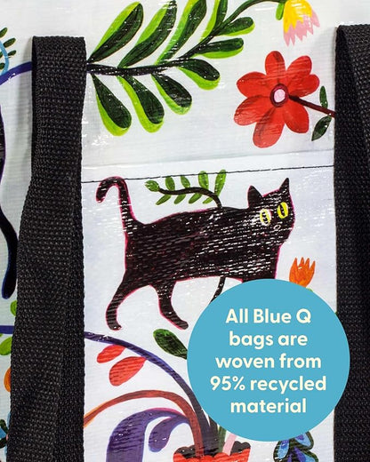 Blue Q Reusable Shoulder Tote Bag – Carry Everywhere Bag with a Hefty Zipper, Durable, Fun Design, 95% Recycled Material