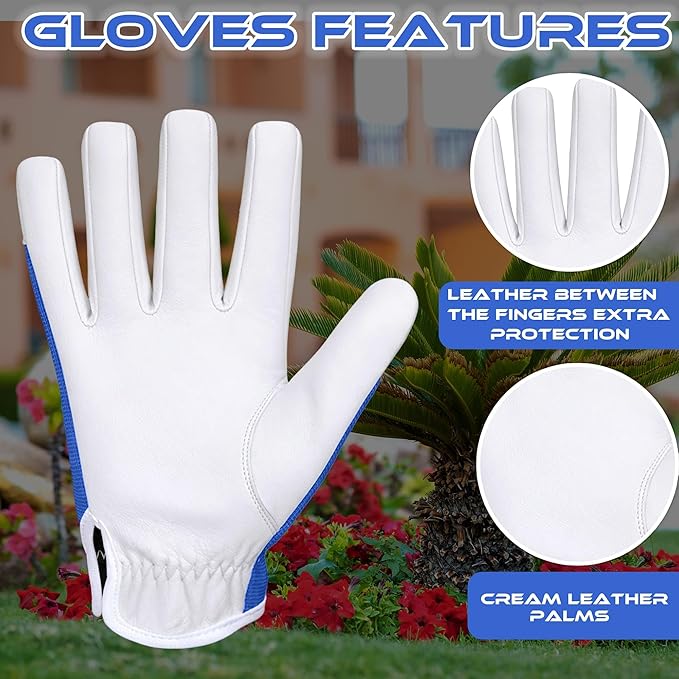 Work Gloves Gardening Breathable Rigger Palm Gardening Gloves Ladies Mens Gripper Utility Leather Thorn Proof