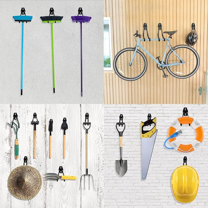 HUPBIPY 12 Pack Garage Hooks Heavy Duty Utility Steel with Anti-Slip Coating Wall Mount Storage Organizer for Hanging Power and Garden Tools, Ladders, Hose, Bikes, Ropes, Bulk Items, and More