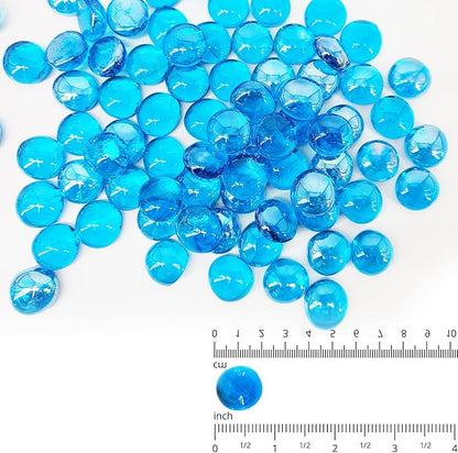 10 Pound Fire Pit Glass 1/2 Inch Reflective Round Fire Glass Drops Beads Rocks for Natural or Propane Fire Pit and Landscaping Pacific Blue