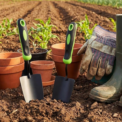 16 Pcs Garden Shovel Aluminum Alloy Heavy Duty Trowel Small Digging Shovels Metal Hand Trowel Spade with Soft Handle for Garden Lawn Yard Planting Tool (Shovel with Ruler,Green)