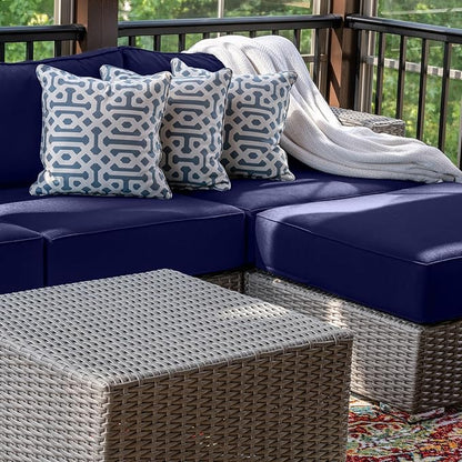 9 Piece Outdoor Patio Waterproof Cushion Covers, Fits 4-Seat Wicker Rattan Sectional Couch Chair Furniture Cover Replacement Set - Fade-Resistant Patio Cushion Covers with Zipper