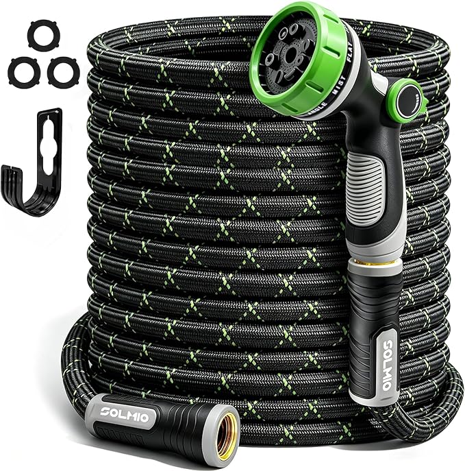 Garden Hose 100FT, Flexible Lightweight Non-Expandable Water Hose with 10 Function Nozzle,No-Kink, Leak-Proof, Burst-Resistant, High-Pressure for Yard, Outdoor