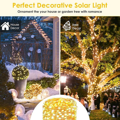 6-Pack Solar String Lights Outdoor, Extra-Long 600LED Christmas Fairy Lights Waterproof, Solar Twinkle Lights Copper Wire 8 Modes Fairy Twinkle Light for Xmas Tree Garden Party Wedding (Warm White)