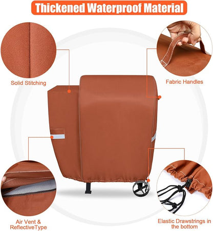 73700 Grill Cover for Pit Boss 700FB, Lexington 540 and Lexington 500, Classic 700 Wood Pellet Grills, 600D Waterproof Fade Resistant BBQ Grill Cover with Elastic Drawstrings, Brown