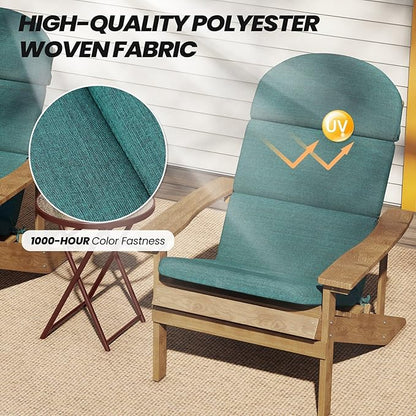 Crestlive 50x19.6 Inch Adirondack Chair Cushion, Water Repellent, Fade Resistant, High Back Outdoor Rocking Chair Cushion for Patio, Malachite
