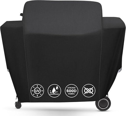 QuliMetal Grill Cover for Traeger Ironwood 885 Wood Pellet Grill, BAC513, Heavy Duty Premium Waterproof Fade Resistant Outdoor BBQ Grill Cover with Elastic Drawstrings, Full Length, Black