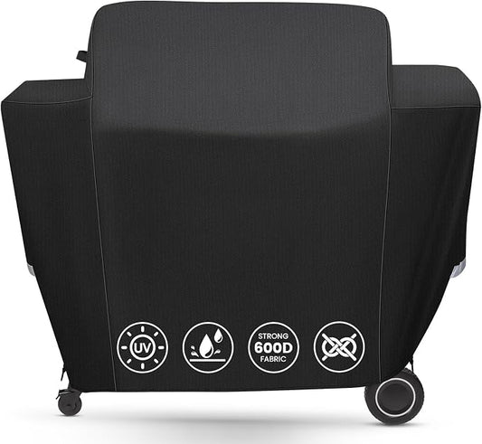 QuliMetal Grill Cover for Traeger Ironwood 885 Wood Pellet Grill, BAC513, Heavy Duty Premium Waterproof Fade Resistant Outdoor BBQ Grill Cover with Elastic Drawstrings, Full Length, Black