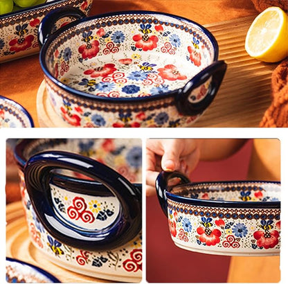 Baking Dishes For Oven, 1 Quart Round Casserole Dishes For Oven-bee and flower-round 950ml