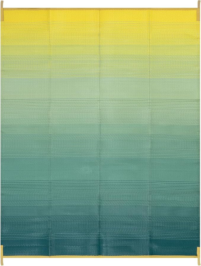 Anidaroel 8x10ft Ombre Outdoor Rug for Patios Clearance, Waterproof Camping Rug for Outside RV, Plastic Straw Outside Rugs, Large Outdoor Area Rug for Garden, Camper(Yellow&Green,8'x10')
