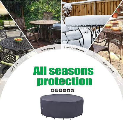 F&J Outdoor Patio Furniture Covers, Waterproof UV Resistant Heavy Duty Round Outdoor Furniture Cover, 84" Dia x 27.5" H