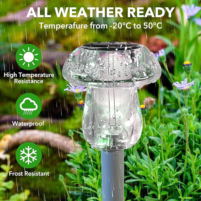 Benany Solar Lights Outdoor, 8 Pack Mushroom Lights Outside Waterproof, Solar Powered LED Lighting for Garden, Yard, Landscape, Path, Pathway, Lawn, Walkway, Driveway, Backyard Decor (Color Changing)