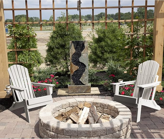 FUNBERRY Folding Adirondack Chair Set of 4, All Weather HDPE Fire Pit Chairs with Cup Holder for Outdoor