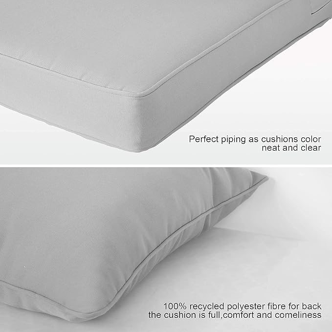 ARTPLAN Outdoor Deep Seating Cushions with Backrest Set, All-Weather Waterproof Patio Sofa Cushions for Sectionals, High-Resilience Foam Garden Furniture Cushion Cover,Gray