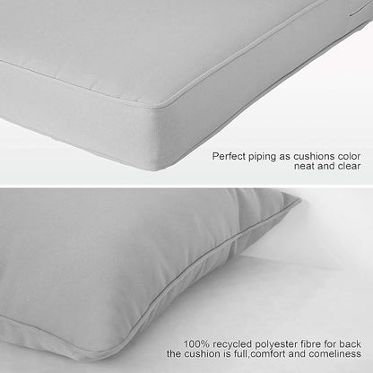 ARTPLAN Outdoor Deep Seating Cushions with Backrest Set, All-Weather Waterproof Patio Sofa Cushions for Sectionals, High-Resilience Foam Garden Furniture Cushion Cover,Gray