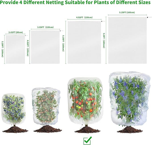 afzdby Garden Mesh Netting with Drawstring,Plants Cover Protection from Anti Birds,Bugs,Cicadas,and Insects-Pest Barrier Bag for Blueberry Bushes,Citrus,Tomatoes,Vegetables,Fruit Tree and Orange