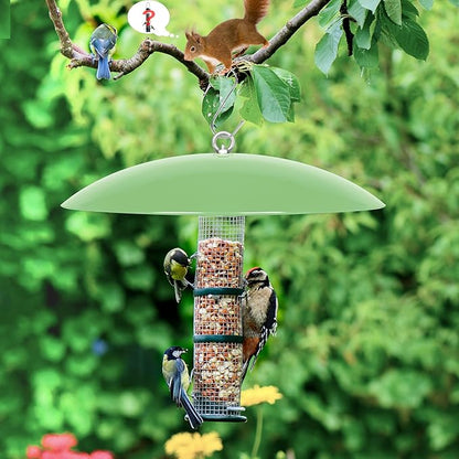 13" Bird Feeder Rain Guard, Hummingbird Feeders Shade Dome Cover, Hanging Baffle for Bird Feeder Pole,Smart Birds Feeder's Umbrella(Light Green), 1 Pack